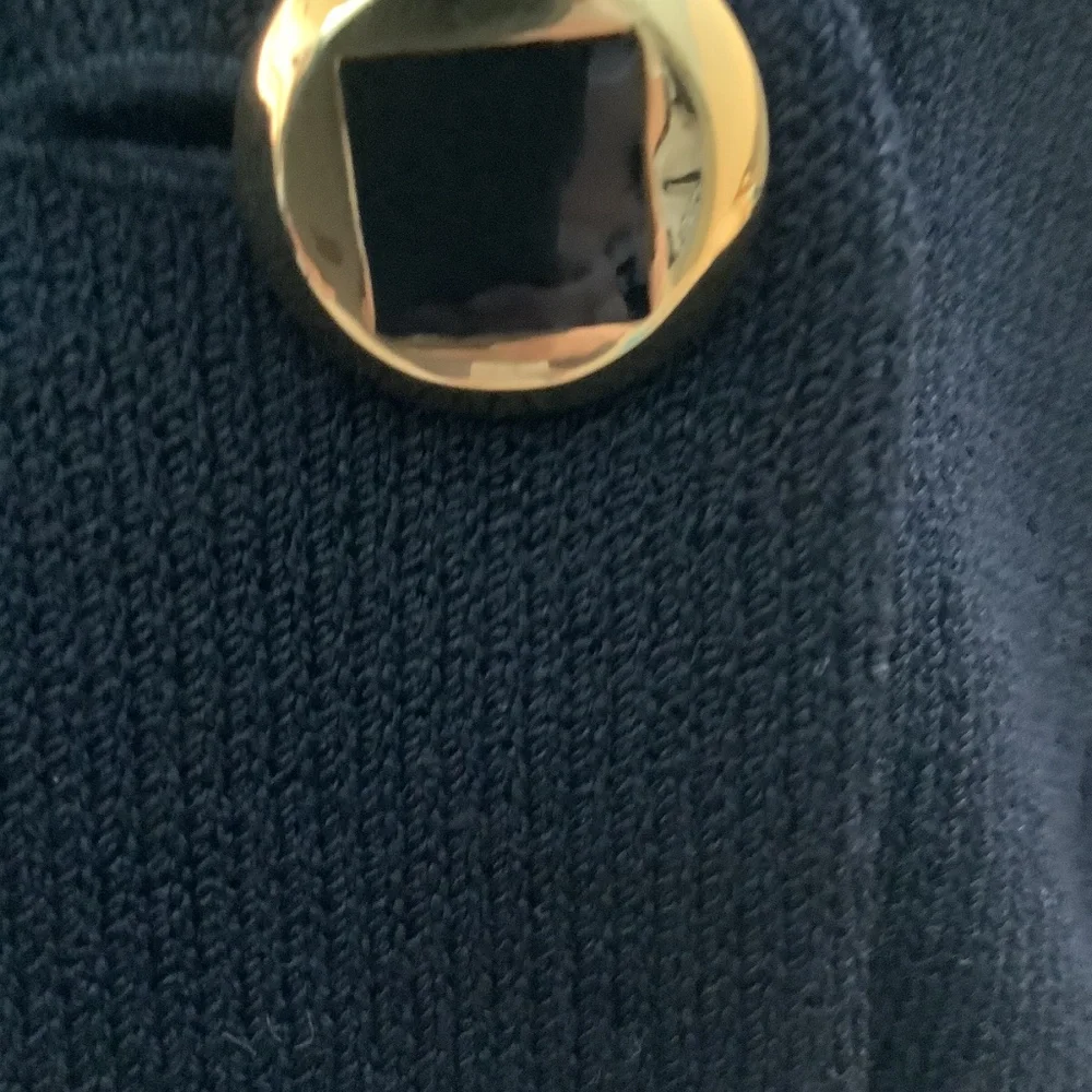 St. John Jacket Designer Navy Sweater Jacket Gold Embellishments Like New Size 6 - Picture 5 of 7
